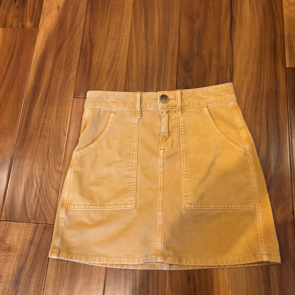 American Eagle Outfitters Tan, High- Waisted A-Line Mini Skirt
